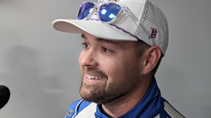 Ricky Stenhouse Jr. meets with the media Saturday at Charlotte Motor Speedway. (Photo: Greg Engle)